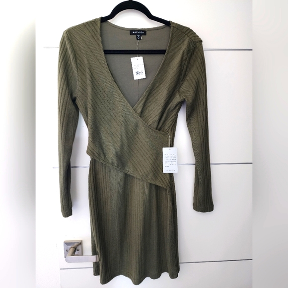 NWT Max and ASH - Wrap Ribbed Knit Mini Dress - Picture 1 of 5